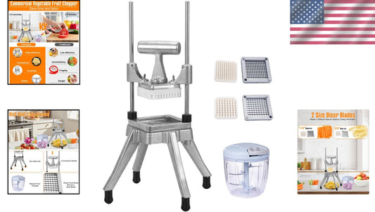 Heavy-Duty Commercial Vegetable Chopper with Stainless Steel Blades - 1/4" & ...