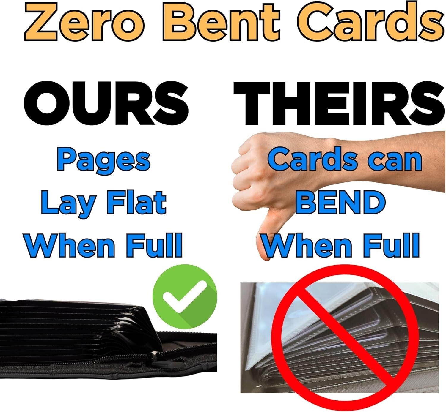 Durable Top Loader Card Binder - 288 Cards, Zippered Closure, Perfect Fit Design