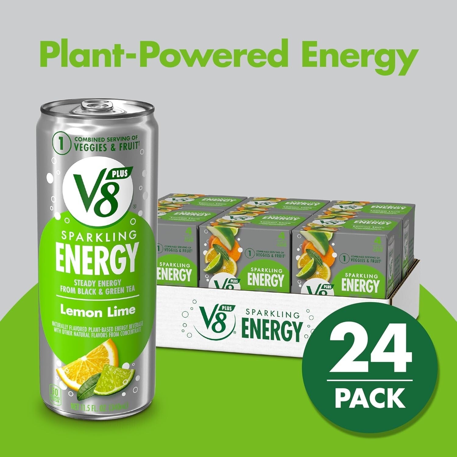 Energetic 6-Pack V8 +SPARKLING Lemon Lime - Non-GMO Fruit Juice Drinks