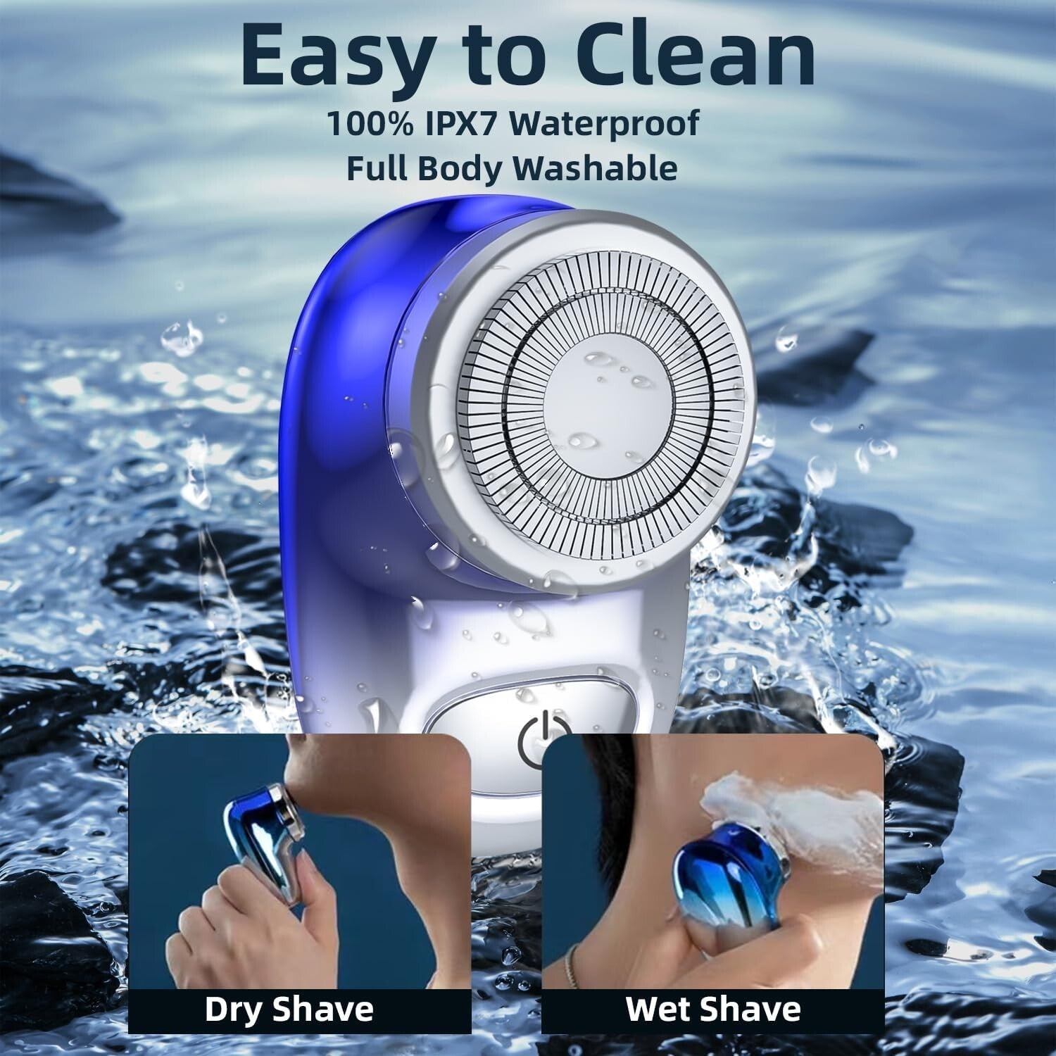 Wet and Dry Portable Shaver - Lightweight Rechargeable Electric Razor for Travel