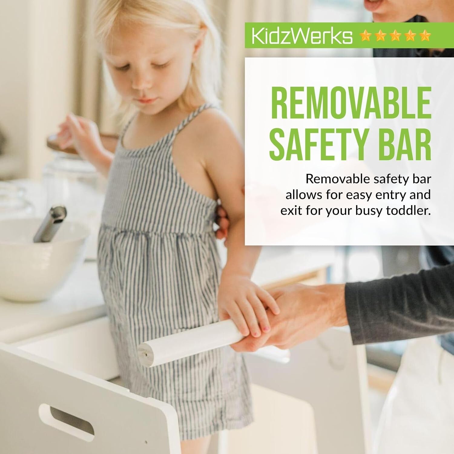 Adjustable Toddler Kitchen Step Stool - Child Standing Tower in Natural Wood