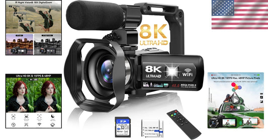 Lightweight 8K Vlogging Camera with WiFi & 18X Digital Zoom, Ideal for All Ages