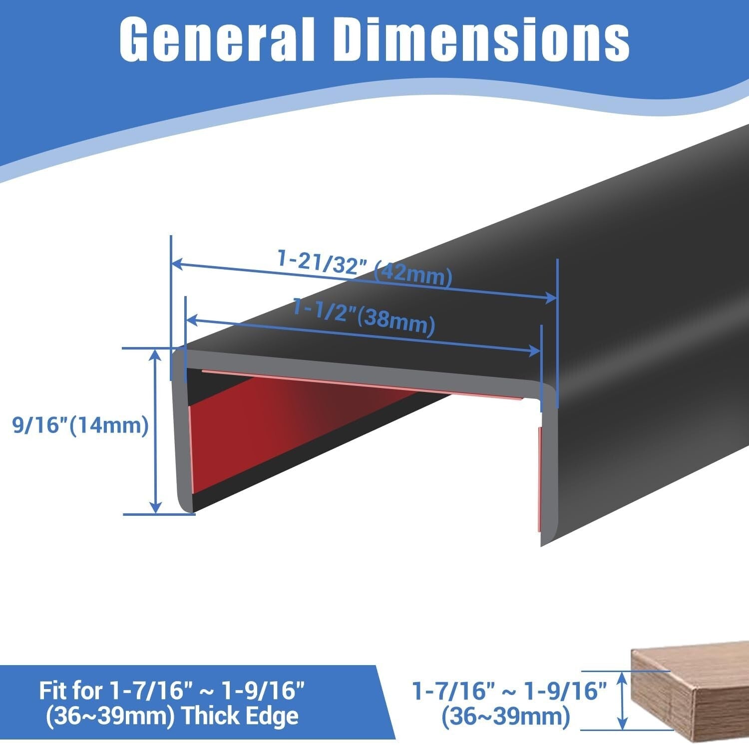 High-Quality U-Shaped Adhesive Edge Trim - 1.5in x 20ft for Various Applications