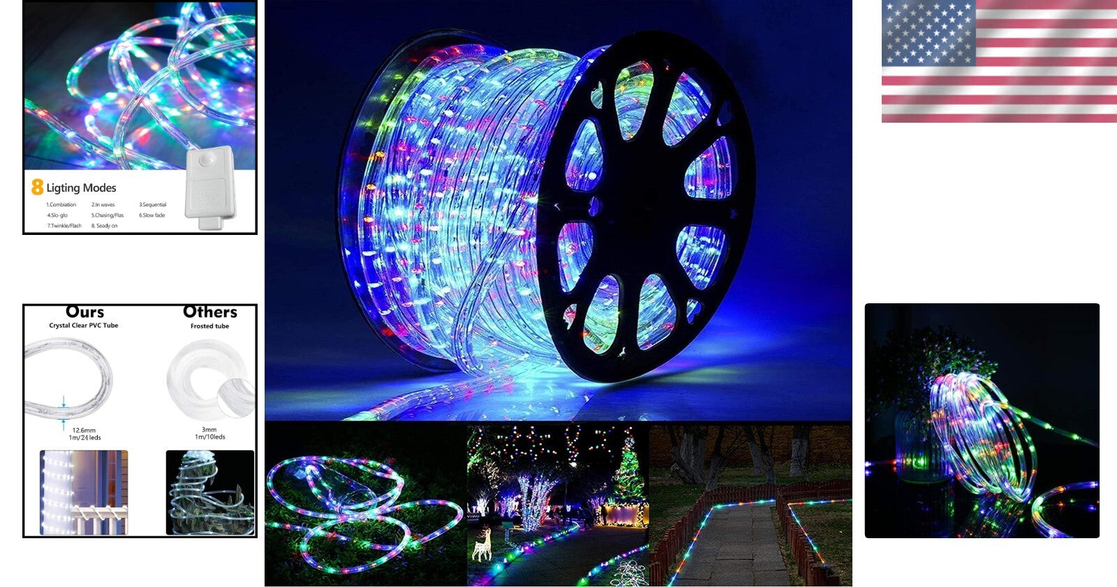 720 LED Flexible Tube Lights - Timed, Waterproof Rope Lights for Outdoor Fun