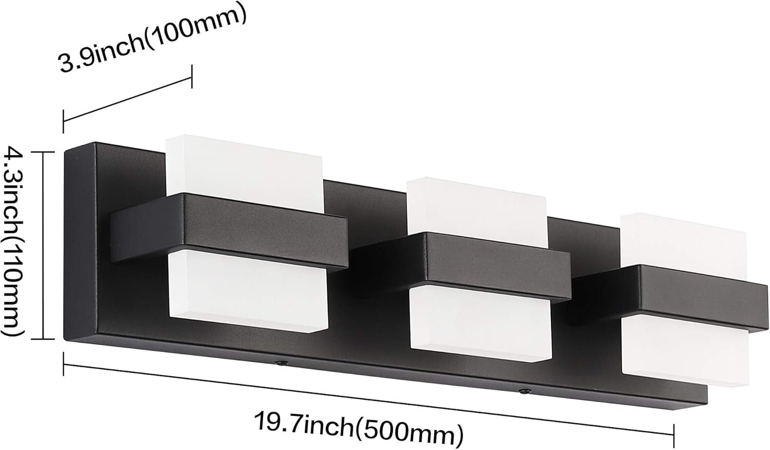 Durable 3-Light Black Vanity Light – Elegant LED Fixture for Various Settings