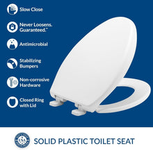 Load image into Gallery viewer, Heavy-Duty White Toilet Seat with Whisper Close and Enhanced Hygiene Features