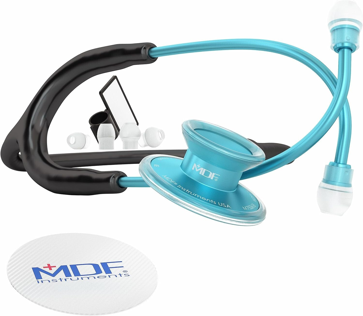 Acoustica Lightweight Dual Head Stethoscope for Doctors and Nurses - Aqua/Black