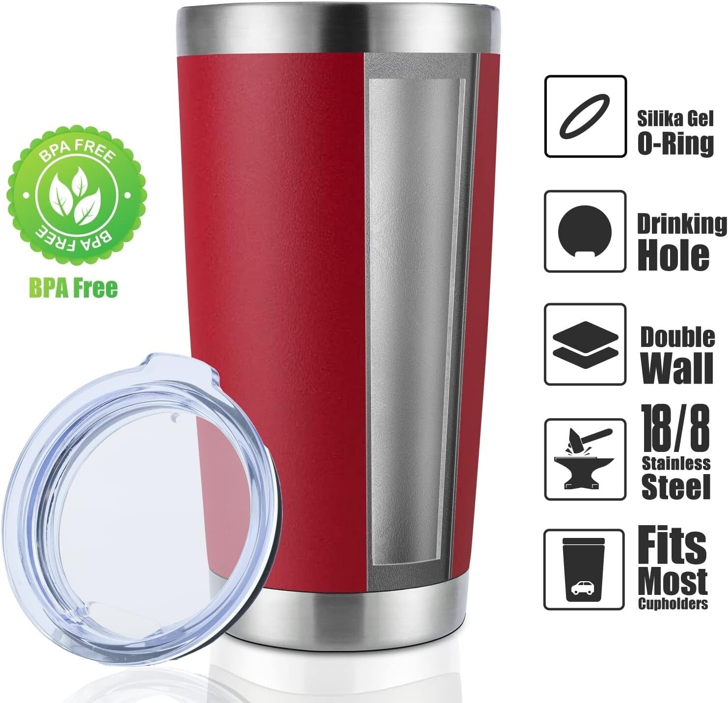 Durable Powder Coated Stainless Steel Tumblers - 20oz, Ideal for Travel