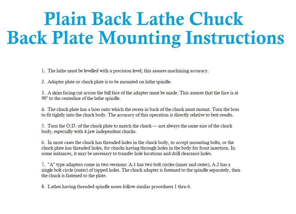 4" 1-10 Threaded Backplate 3-Jaw Chuck - Ideal for Reliable Lathe Performance