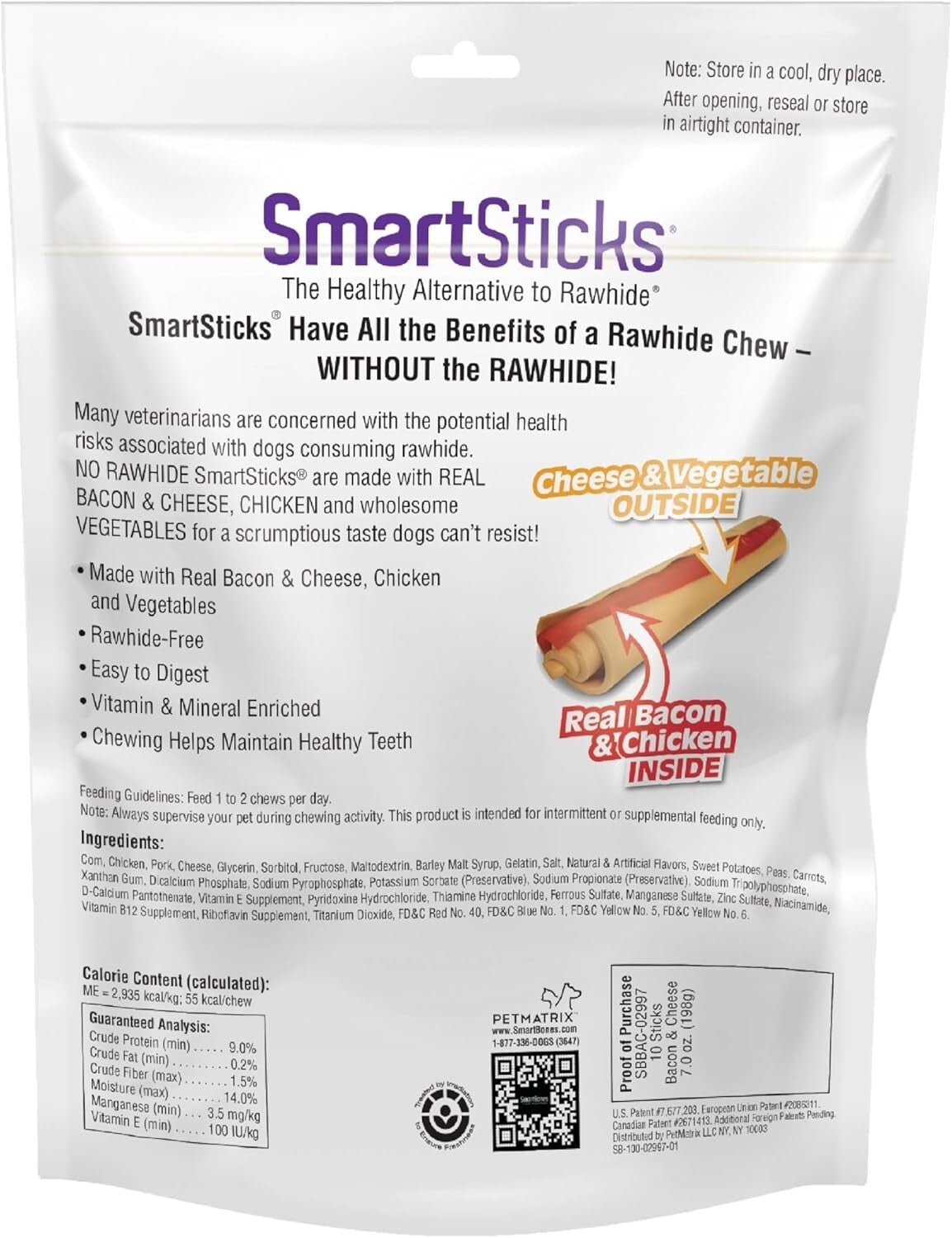 SmartSticks - 24 Packs of Real Bacon and Cheese Chews for Dogs | All Breeds