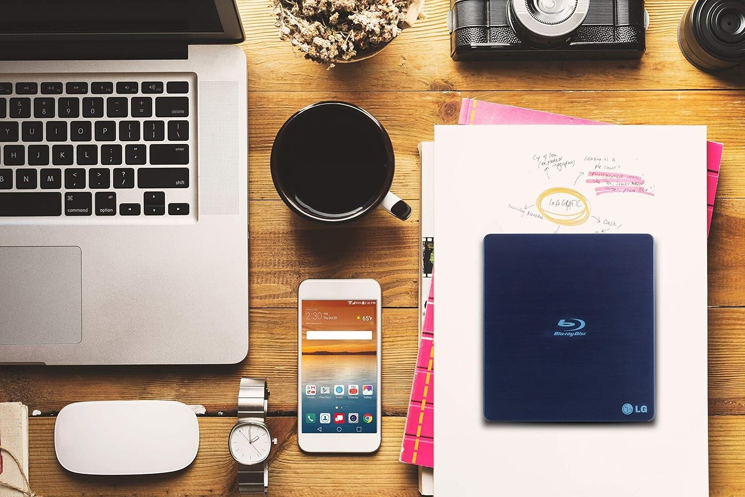 External LG Blu-ray Writer - Ultra-Slim, 6X Speed, USB 2.0, for Windows 10