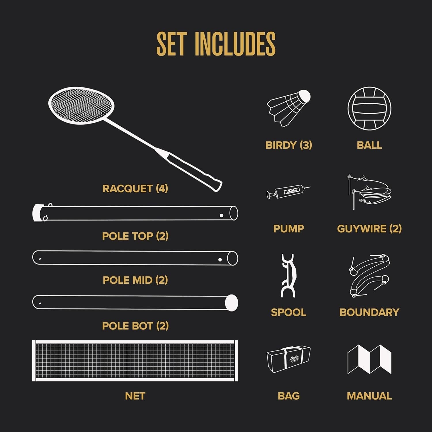 Family-Friendly Volleyball & Badminton Combo Set - Weather-Resistant Carry Bag