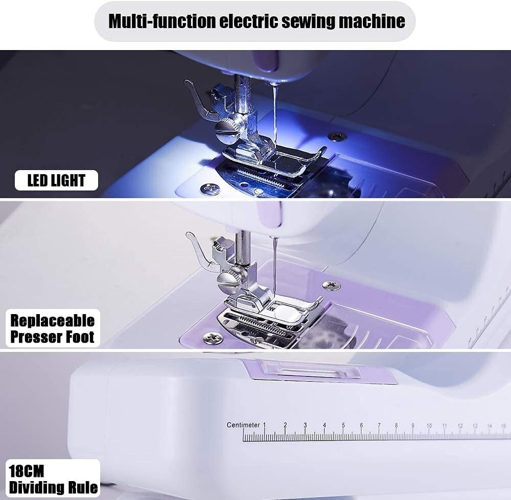Versatile Mini Sewing Machine with 12 Built-In Stitches & Easy Threading Guide