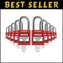 Load image into Gallery viewer, Durable 10-Piece Red Lockout Padlock Set - Keyed Different &amp; Corrosion Resistant