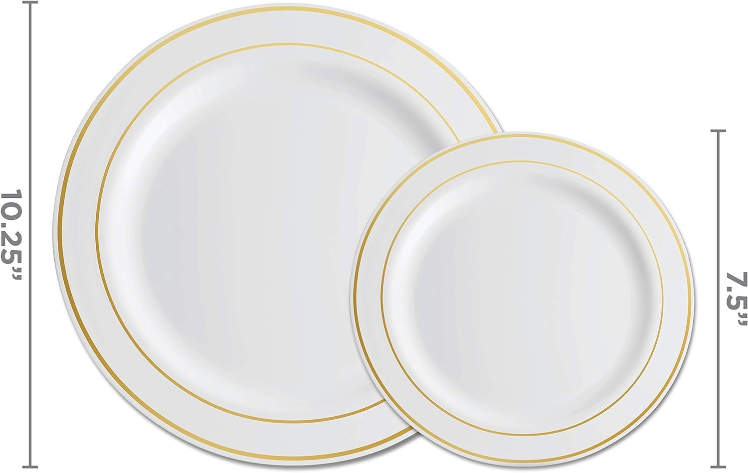 Sophisticated White Gold Trim Plastic Plates - Perfect for Weddings & Parties