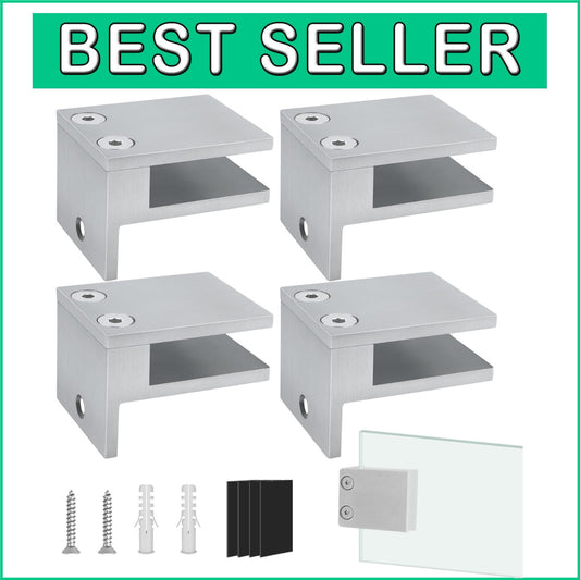 4 Pack Heavy-Duty Stainless Steel Glass Railing Clamps for Safe Modern Fencing