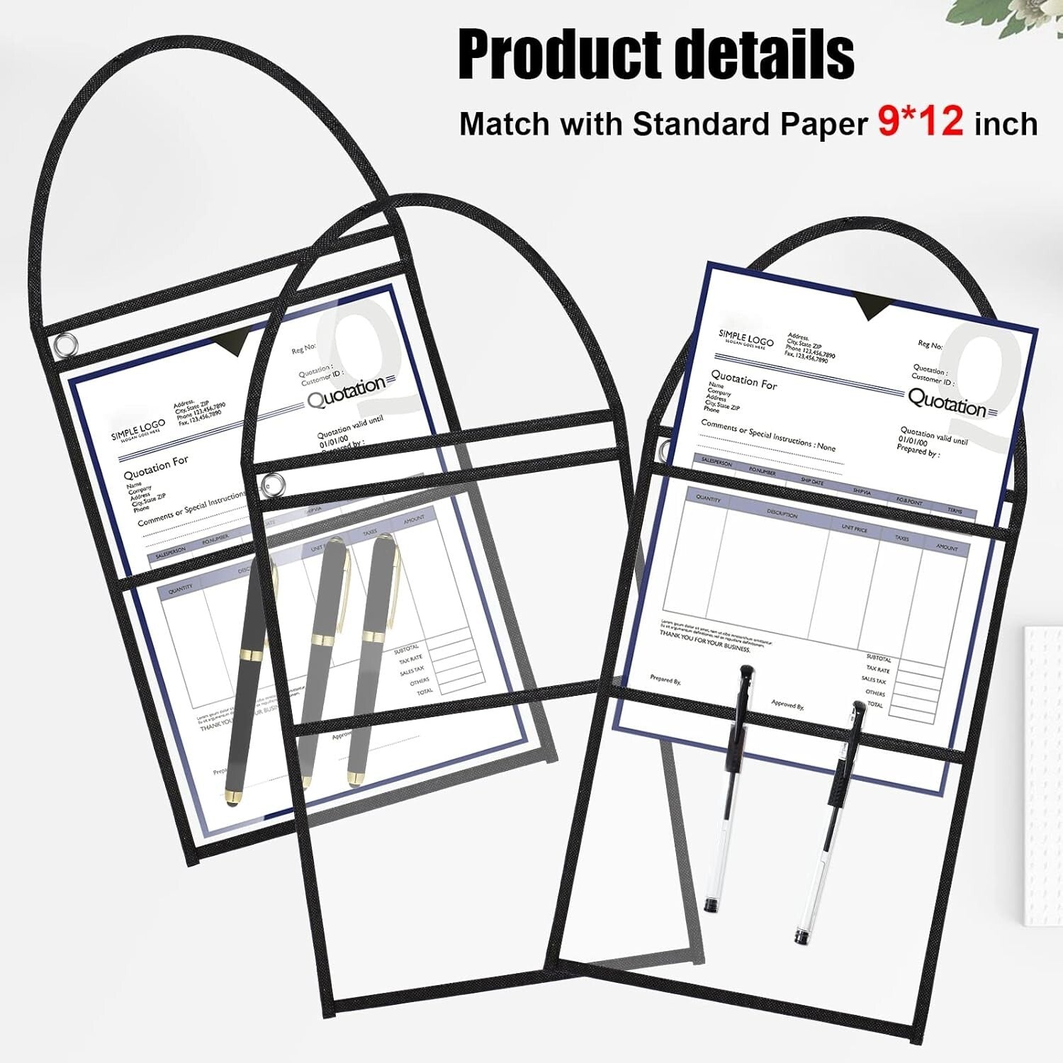 Clear 9x12 Work Order Plastic Sleeves with Grommet - 30 Pack for Easy Display