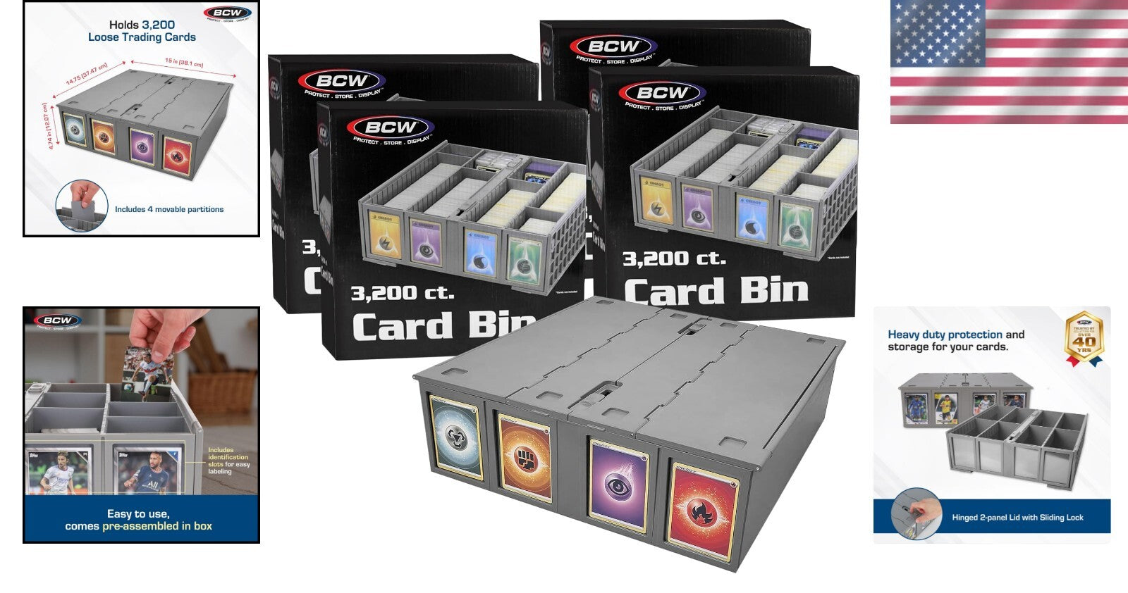 Durable Gray Card Storage Bins for 3200 Cards Each - Perfect for Collectors