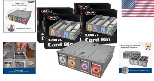 Durable Gray Card Storage Bins for 3200 Cards Each - Perfect for Collectors