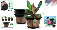 Load image into Gallery viewer, Classic 4-Pack 16-Inch Brown Planters - Weather-Resistant with Drainage