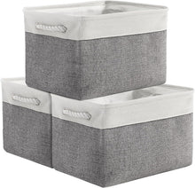 Load image into Gallery viewer, Elegant White &amp; Grey 3 Pack Storage Baskets - Ideal for Toys, Clothes &amp; Storage