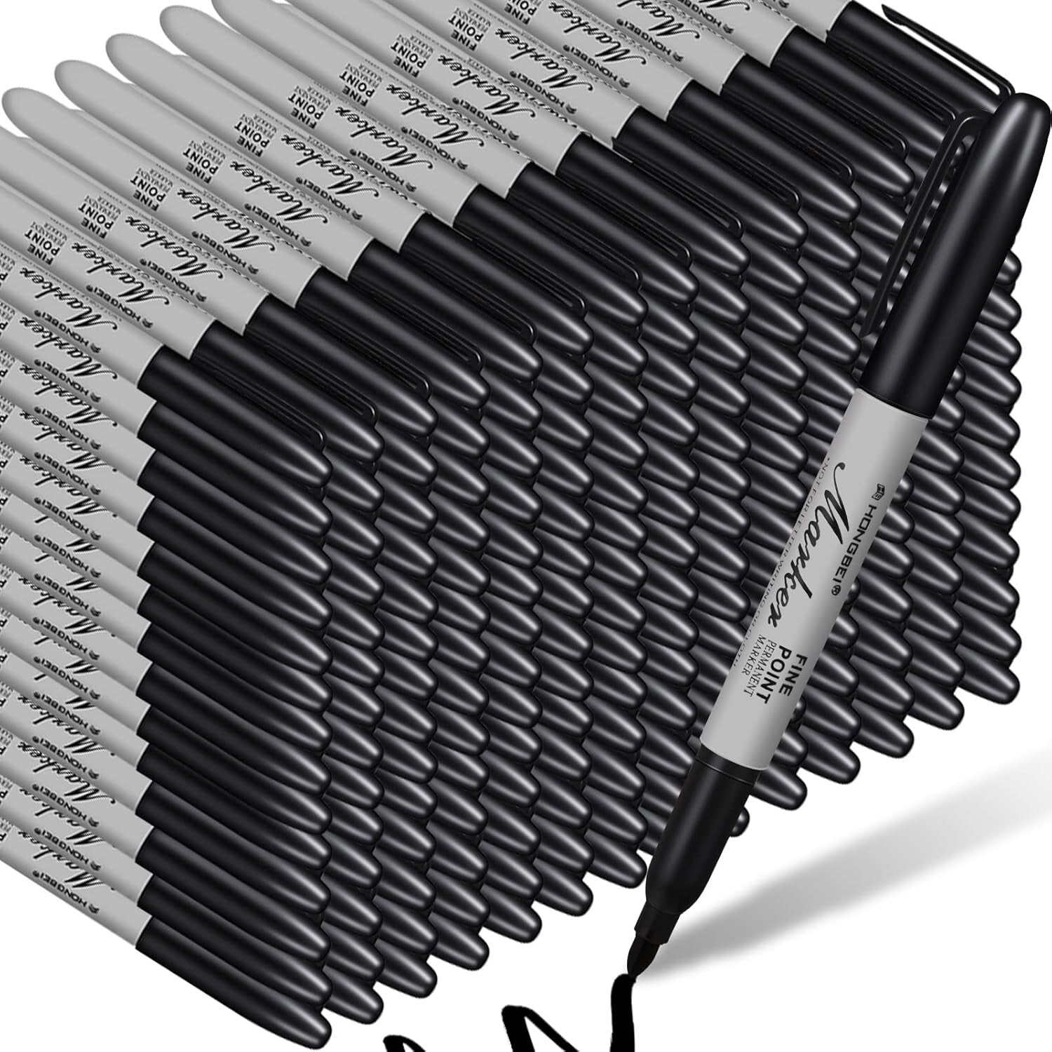 Durable 500-Pack Black Permanent Markers - Ideal for Classroom and Office Use