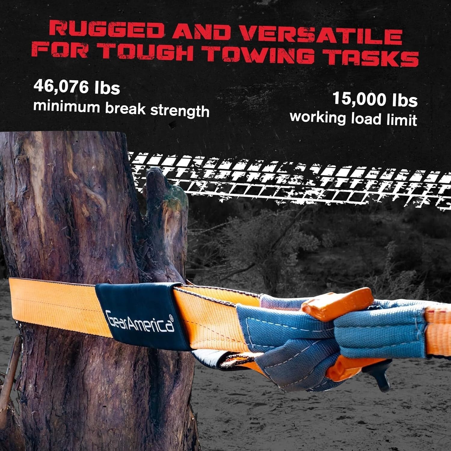 All-Weather 4"x30' Recovery Strap with Reinforced Loops - 40000 lbs Load Limit