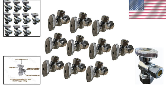 10 Heavy Duty Angle Stop Valves - Lead-Free Brass for Effective Water Control