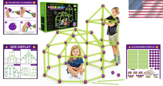 Versatile 140 Pcs Glow Fort Building Set - Encourages STEM Skills & Imagination