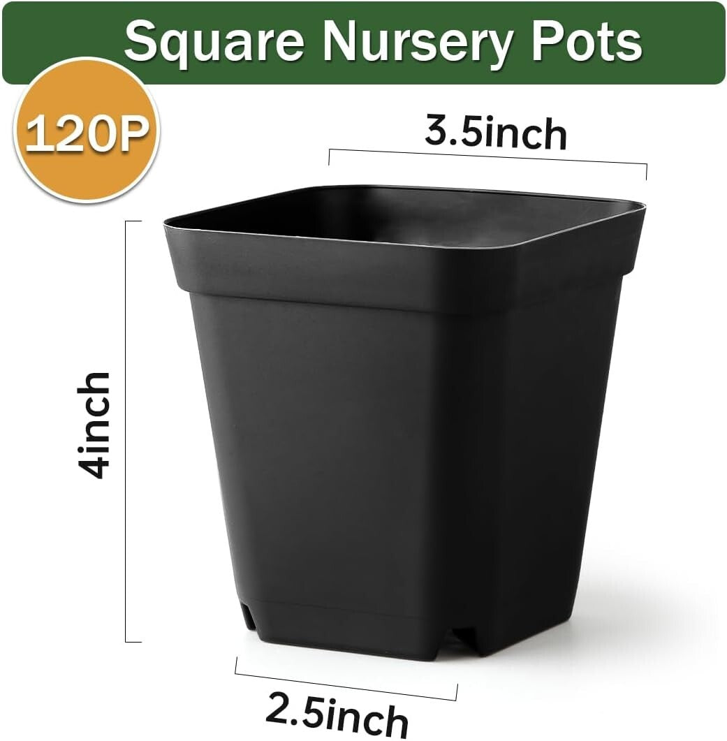 Durable 3.5 Inch Small Plant Pots - 120 Pack with Drainage Holes for Succulents
