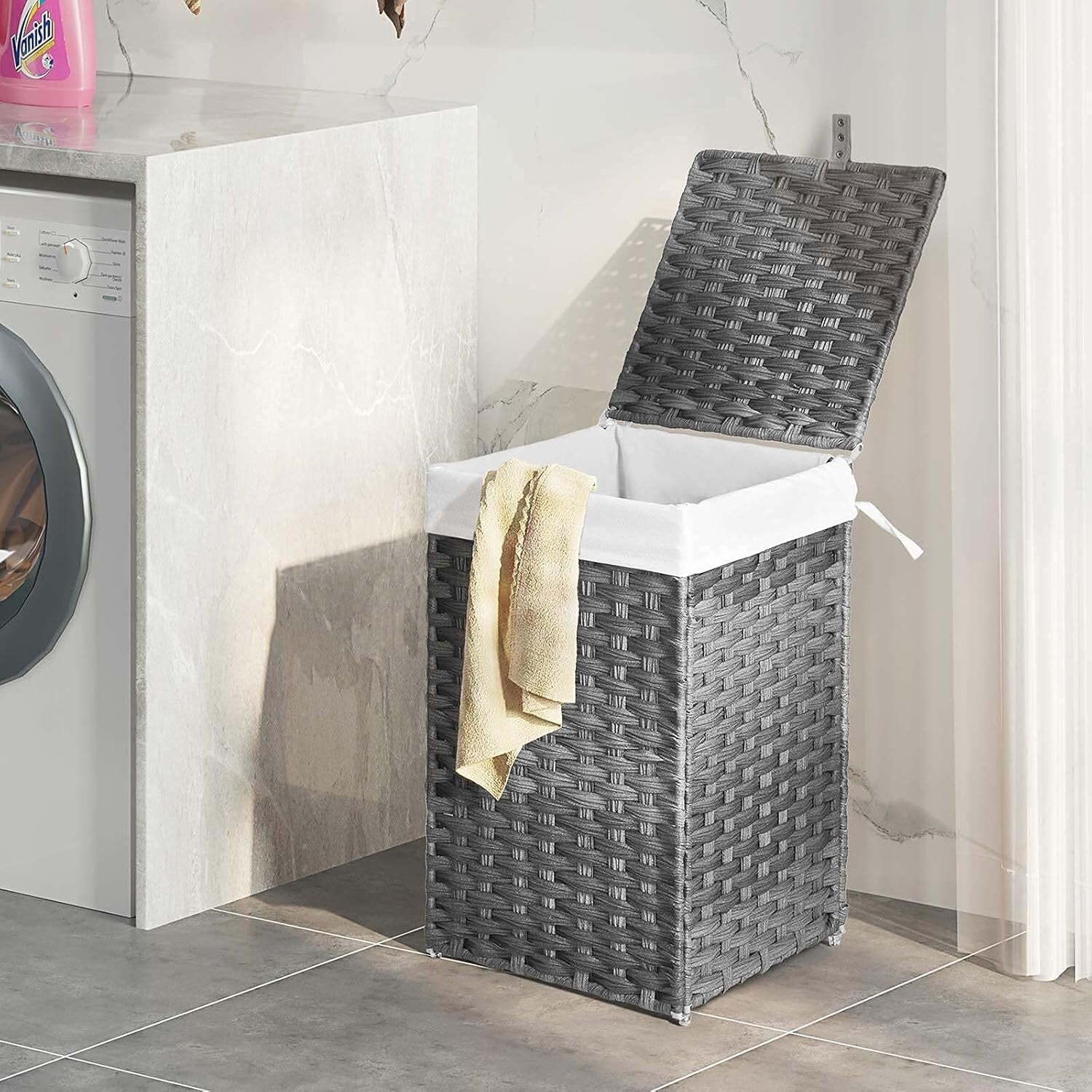 Elegant 60L Handwoven Rattan Laundry Hamper with Dual Liner Bags & Mesh Bags