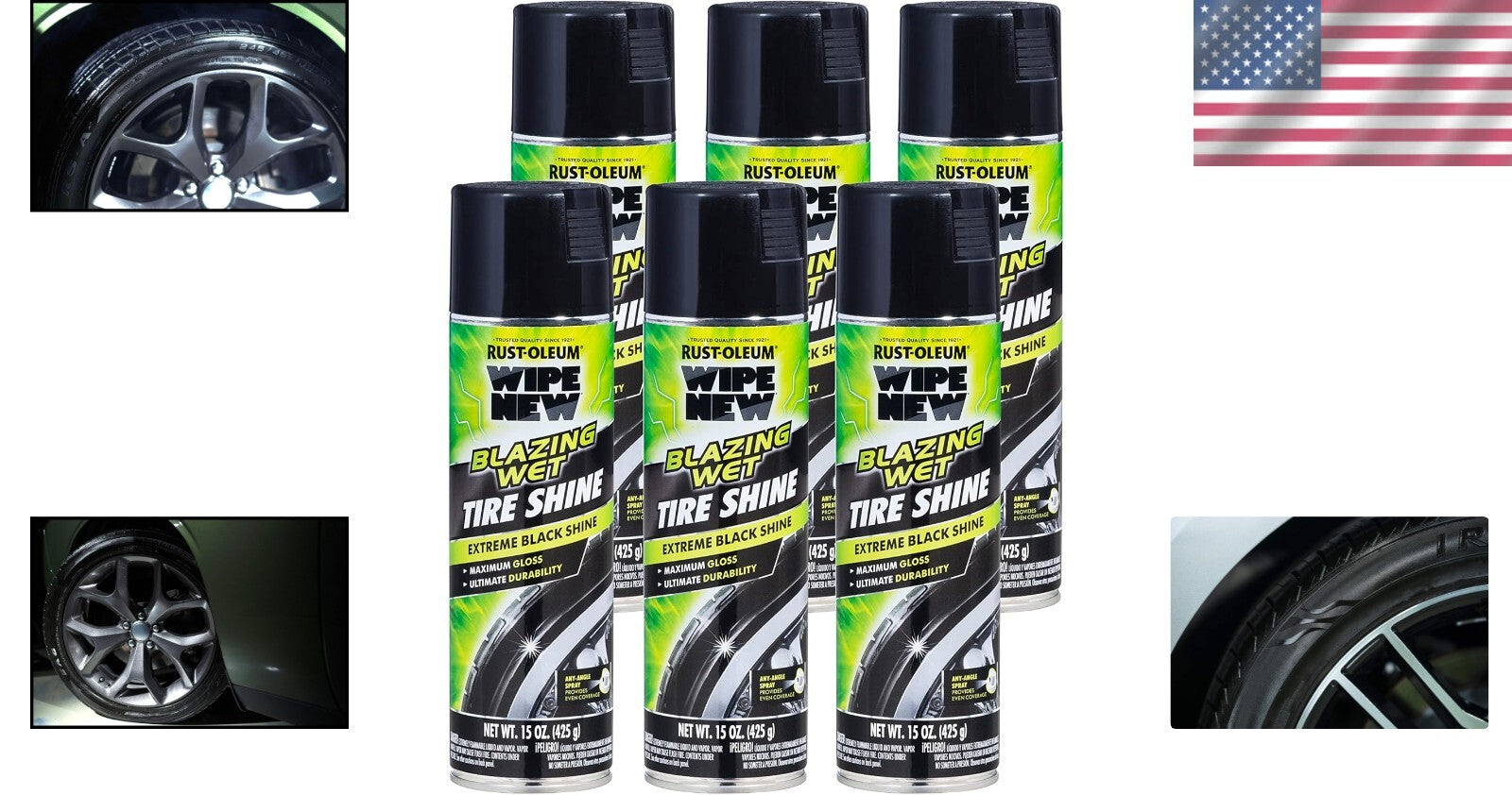 Enhanced Tire Appearance with Blazing Wet Shine - Long-Lasting Formula, 6 Pack