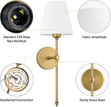 Load image into Gallery viewer, Modern Hardwired Wall Sconces Set of 2 for Bedroom and Bathroom Lighting