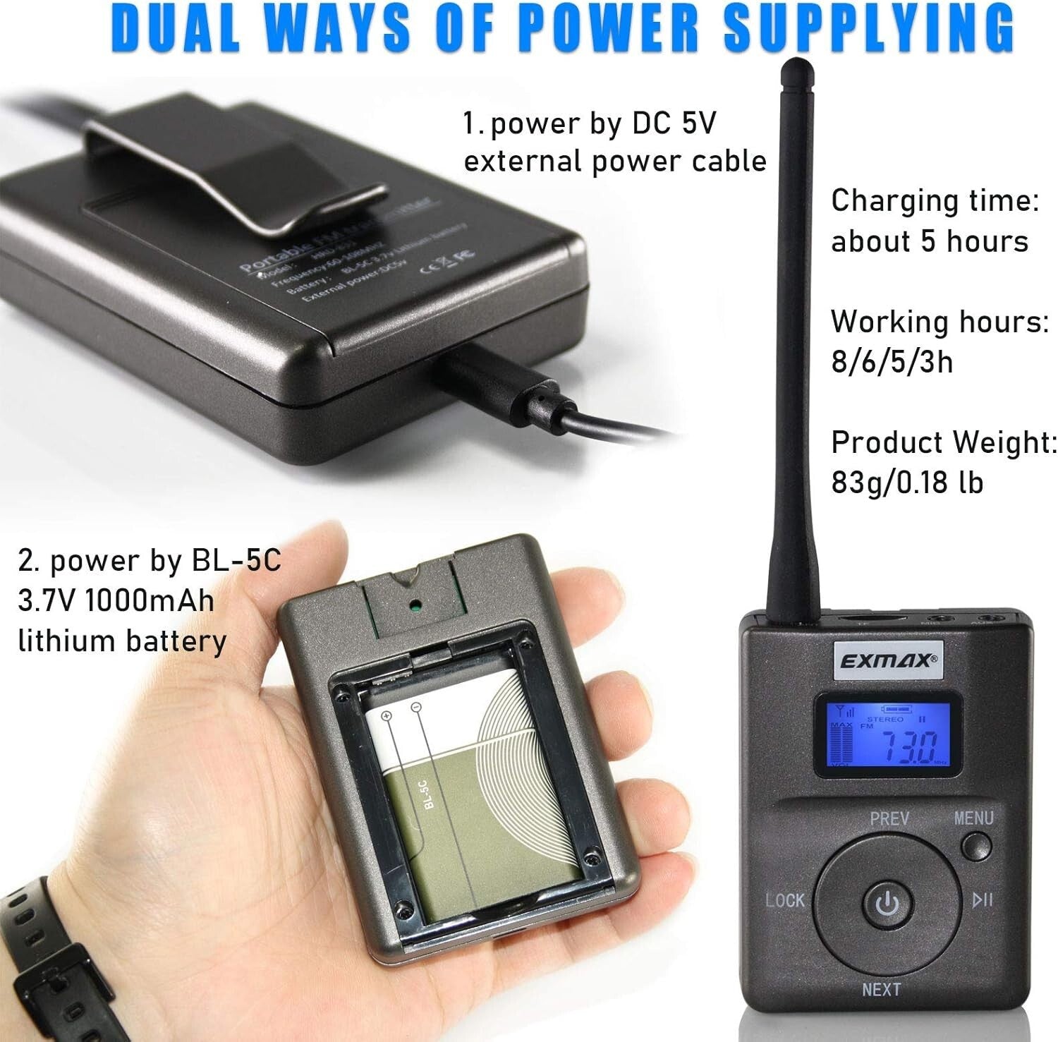 Stereo Wireless FM Transmitter - Supports AUX & TF Card, Ideal for Presentations