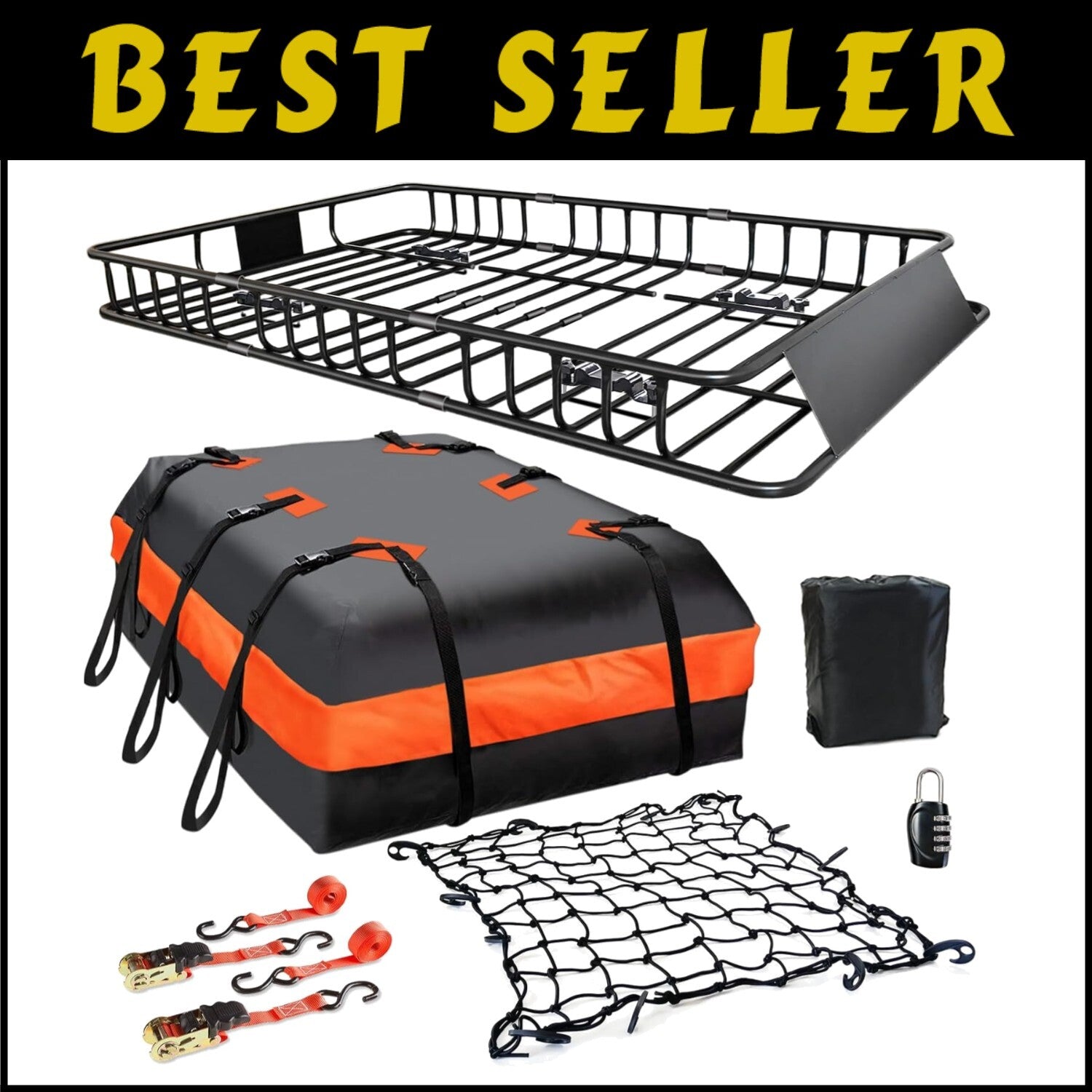 Heavy-Duty Roof Rack Carrier 65” x 39” with Cargo Net & 200 lbs Load Capacity