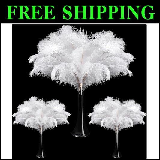 Versatile 90 Pcs Natural Ostrich Feathers - Perfect for Weddings and Parties