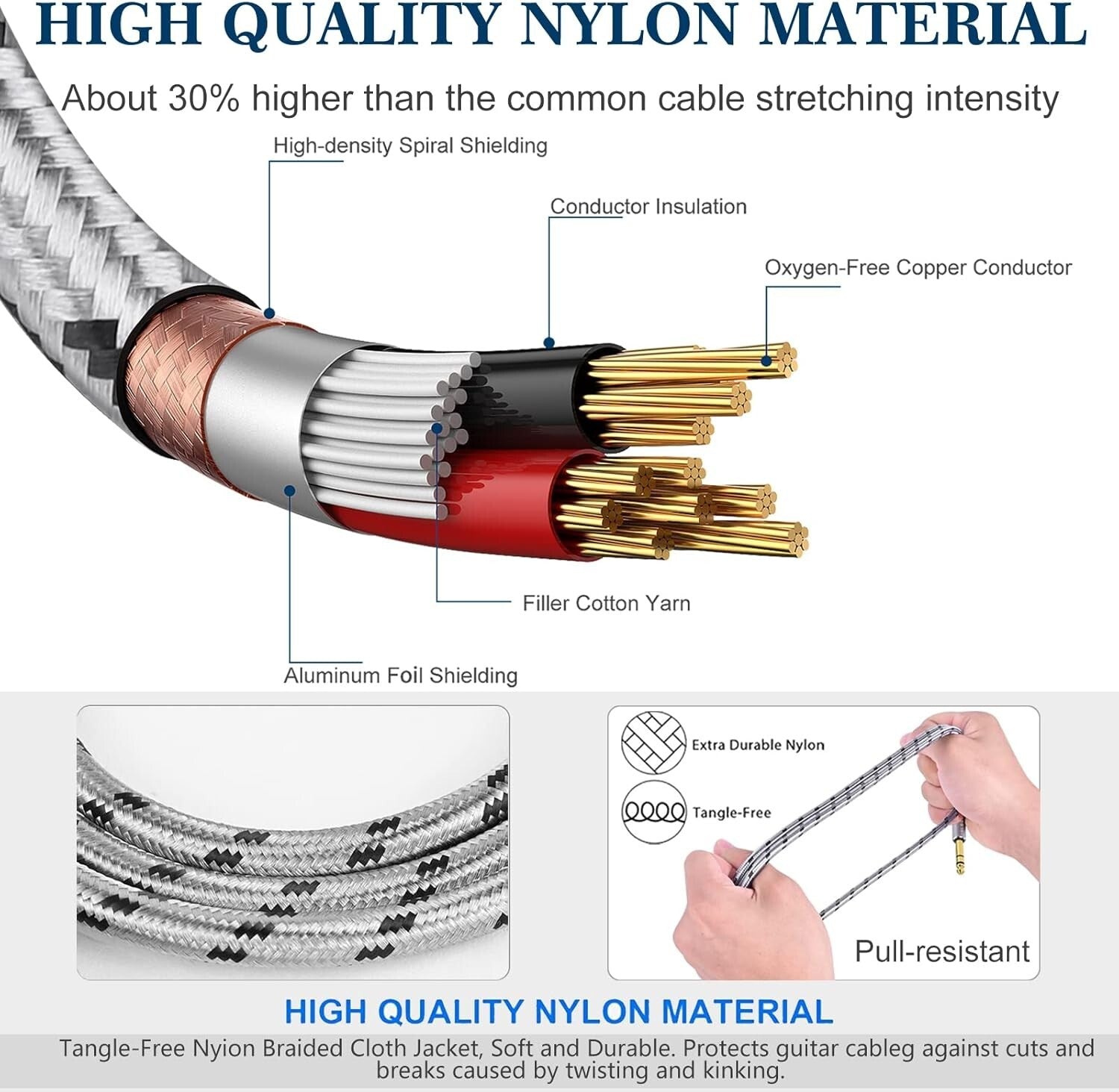 50FT XLR Female to 1/4 TRS Balanced Cable, 2 Pack for Professional Audio