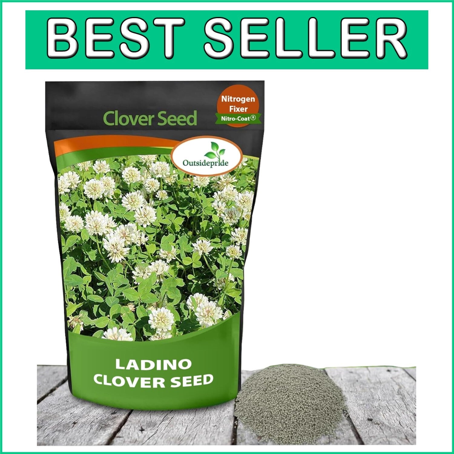 5 lbs. Nitrocoated Perennial White Ladino Clover Seeds - Drought-Tolerant Forage