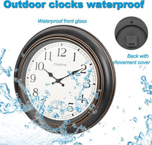 Load image into Gallery viewer, Large 18" Retro Wall Clock with Built-in Thermometer for Indoor/Outdoor Spaces