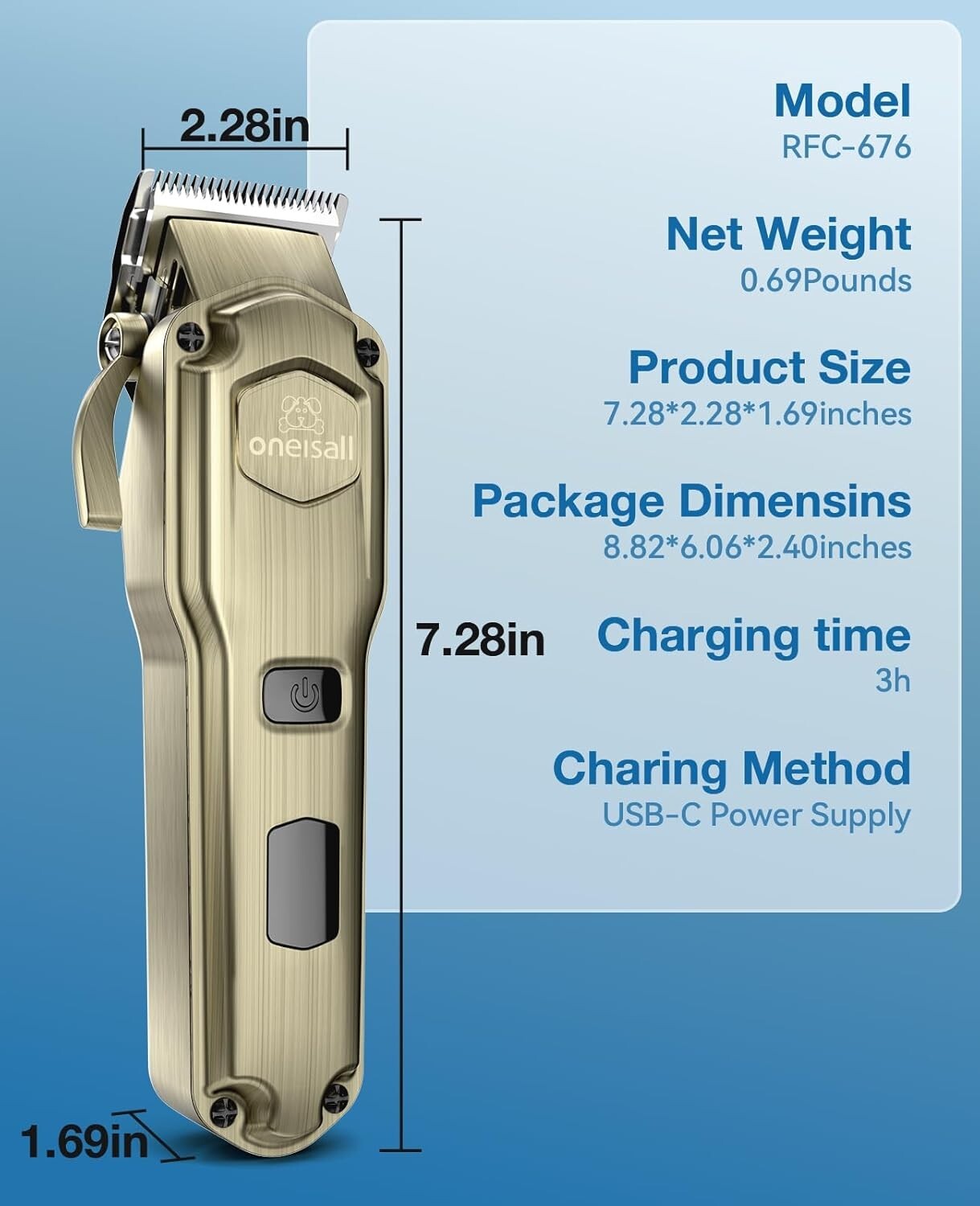 Rechargeable Waterproof Dog Clippers for Easy Grooming - 10 Detachable Combs