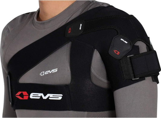 Adjustable Black Shoulder Support Brace with X-Strap for Rotator Cuff Recovery