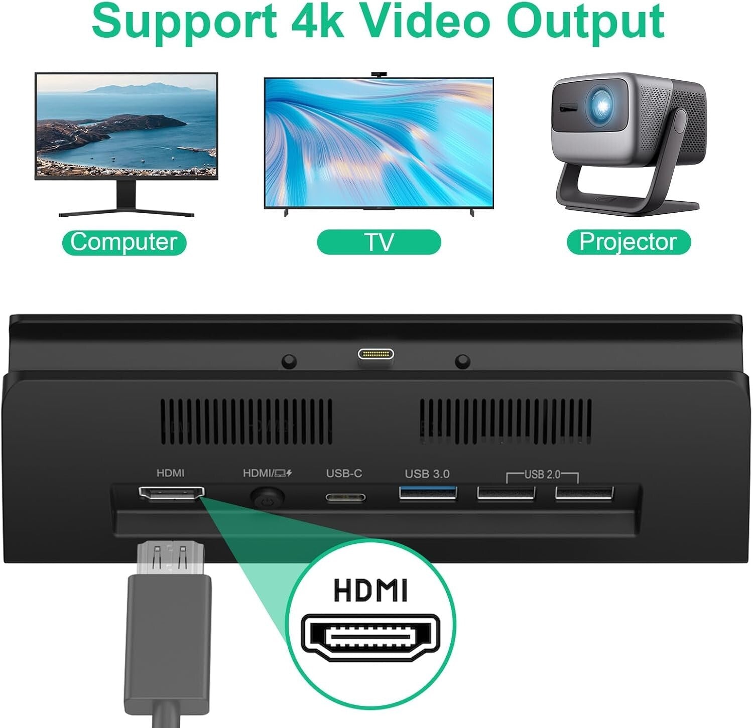 Replacement Nintendo Switch Dock - 4K Output, Lightweight with USB-C Charger