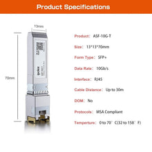Load image into Gallery viewer, 10G SFP+ Copper Module - Supports 30m, Low Power, Tested Performance (2-Pack)