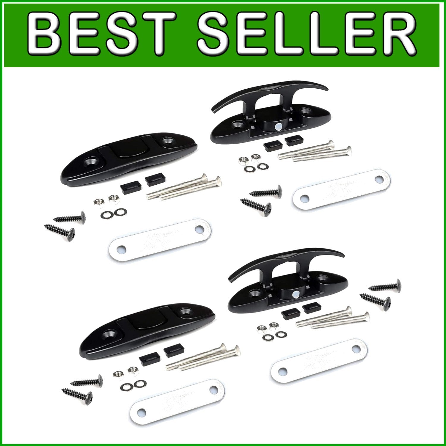 Durable 4-1/2 Inch Folding Dock Cleats - Marine-Grade Stainless Steel (Set of 4)