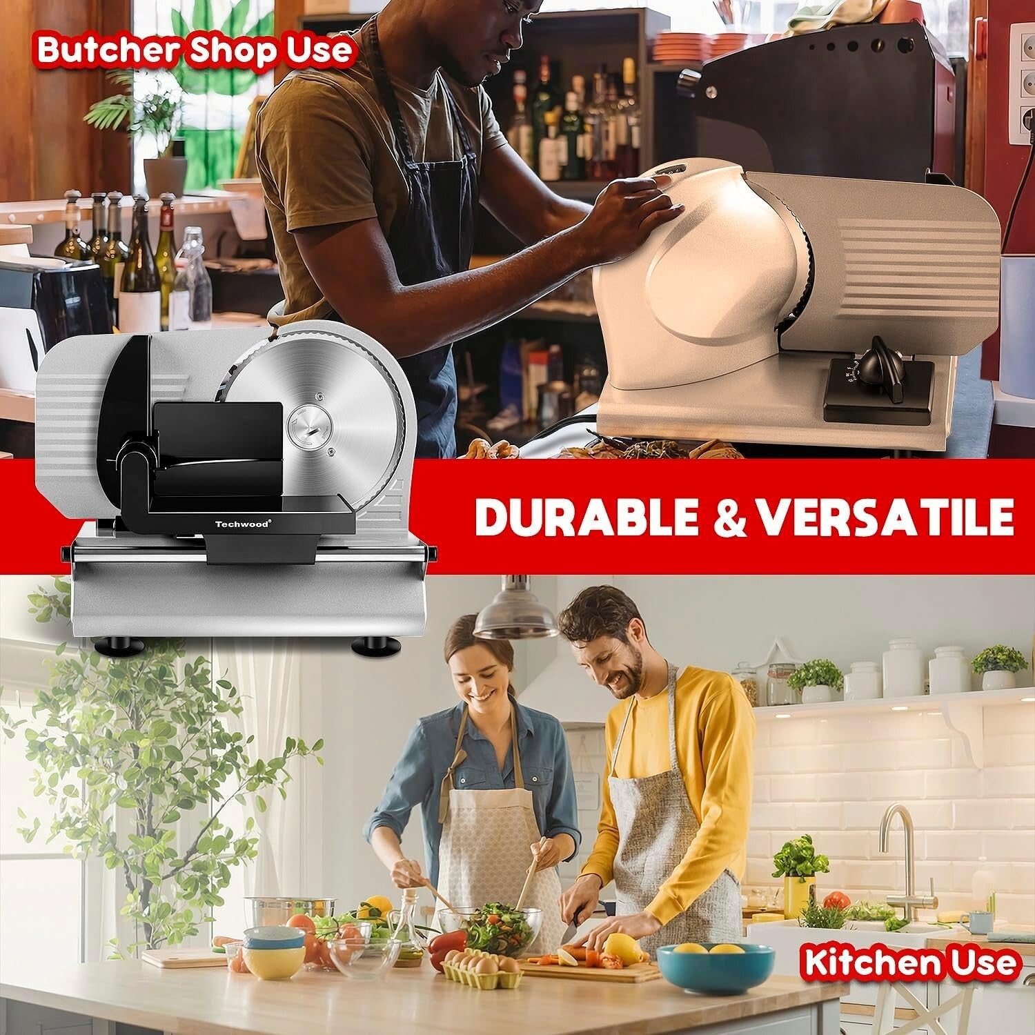 Portable 150W Electric Food Slicer - 7.5" Stainless Steel Blades for Any Kitchen