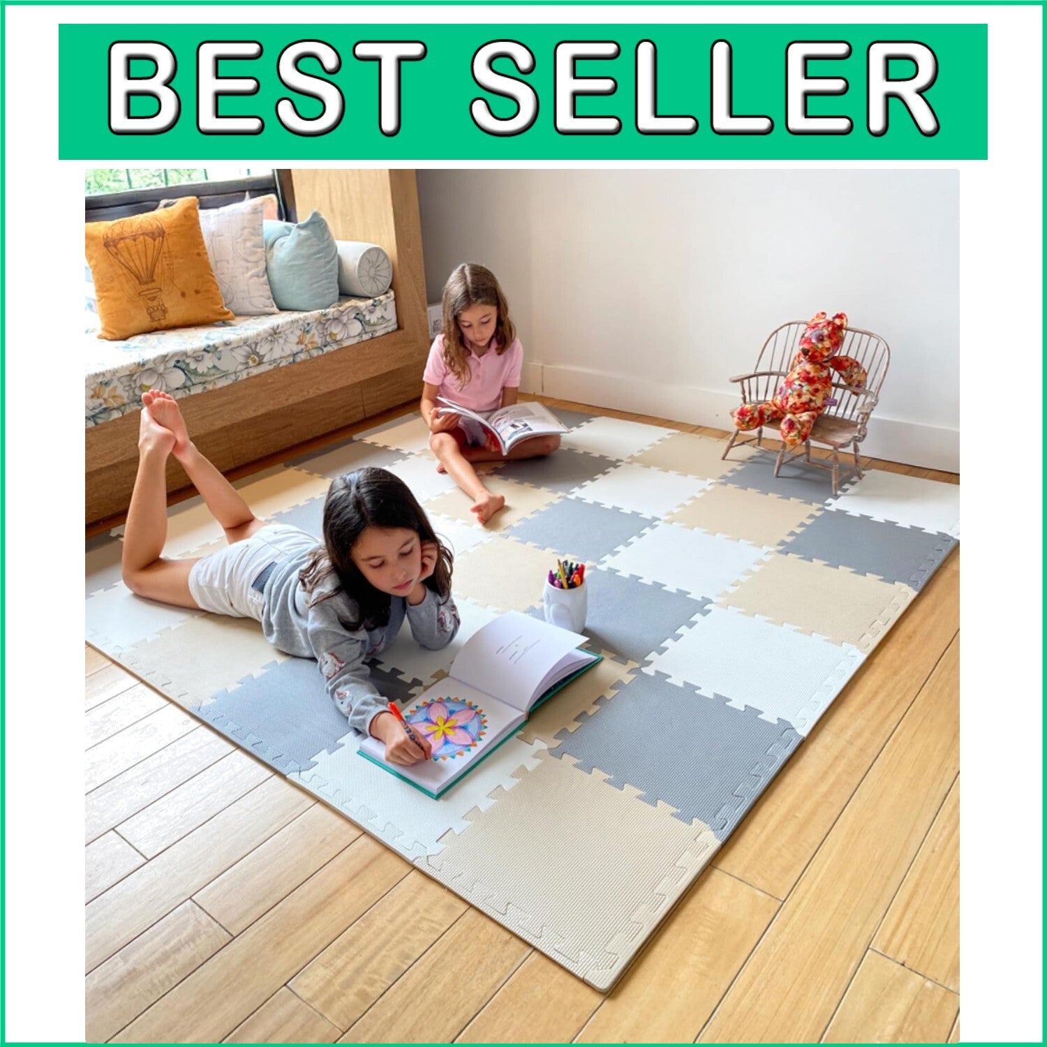 Customizable Interlocking Baby Play Mat - Non-Toxic Foam Tiles for 74x74 Playpen