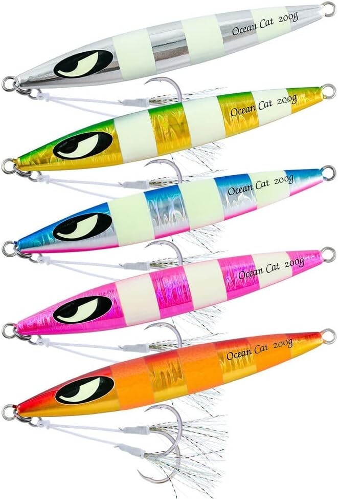 Vibrant Fishing Jigs - Mustard Hooks & Glow Strips for Optimal Fishing Success