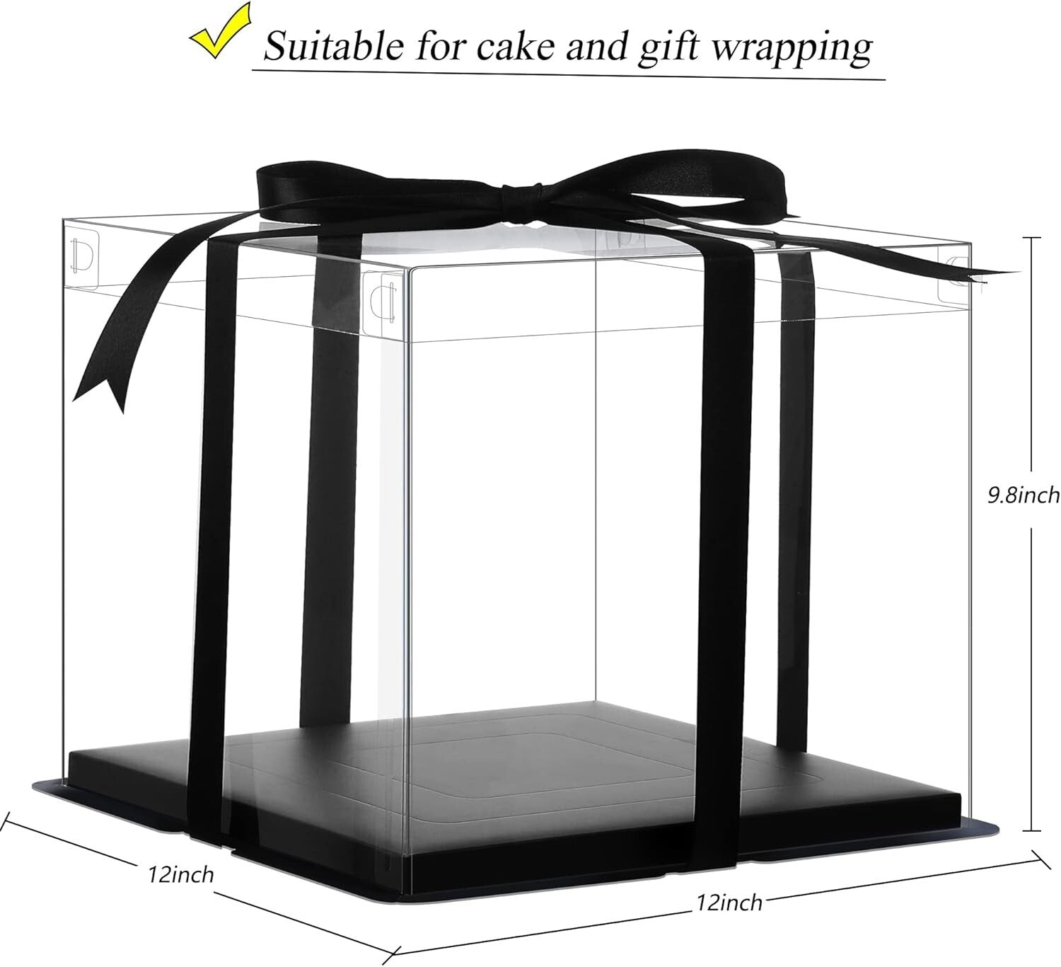 Elegant Clear Cake Packaging - 6 Tall Boxes, Ideal for Weddings & Parties