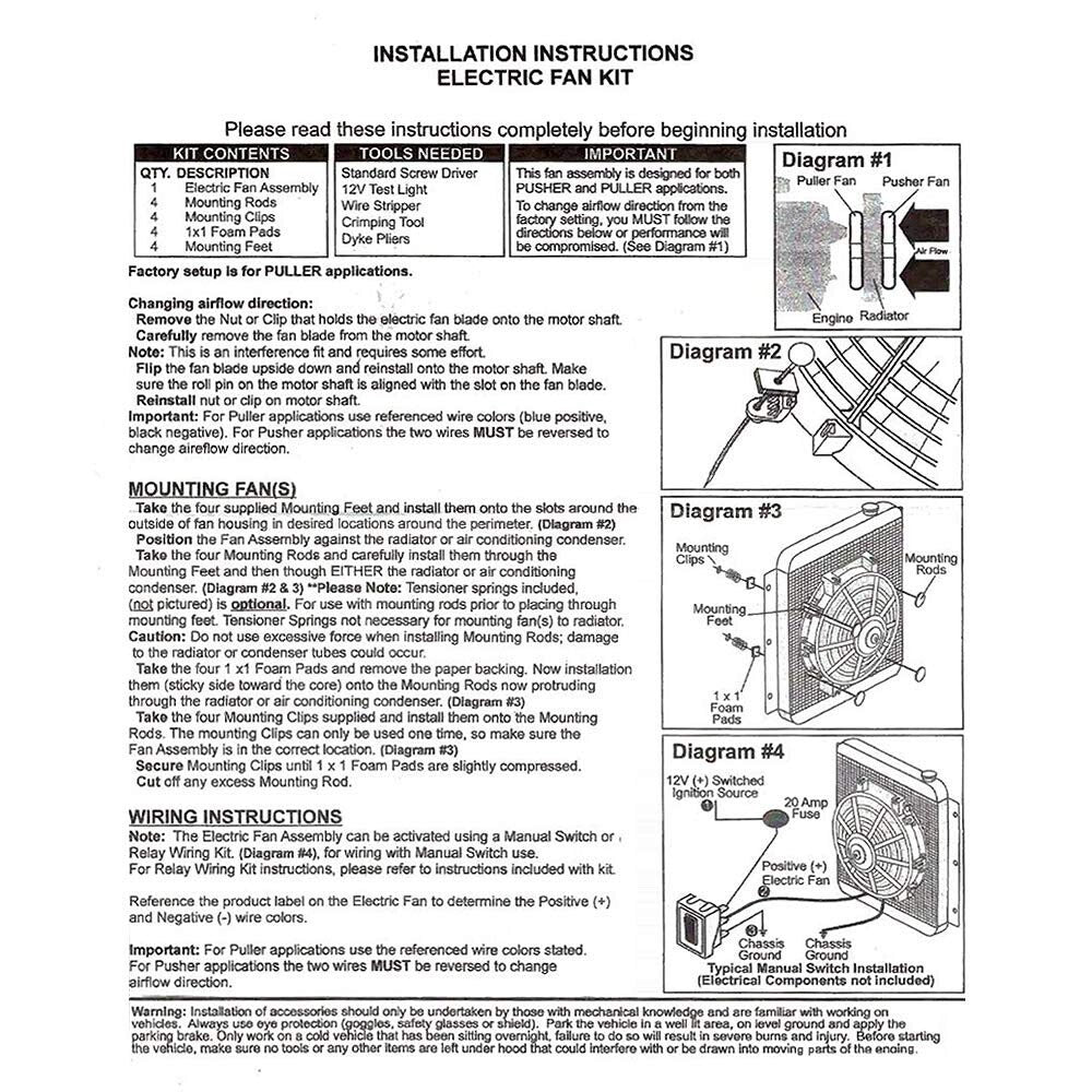 Black Universal 12V Slim Electric Radiator Fans Set of 2 with Mounting Kit