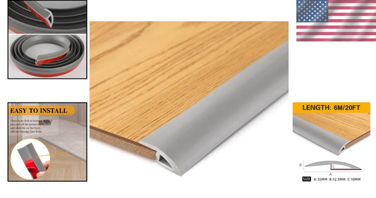 Minimalist Gray Floor Edging Strip - Self-Adhesive Transition for 9-10MM Heights